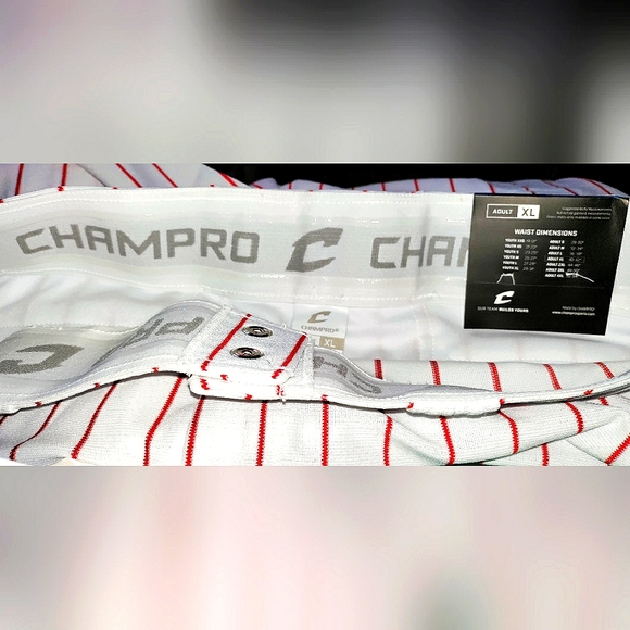 New CHAMPRO Baseball Pants (Knickers)! XL Adult Men. Red/White Stripes. - Picture 7 of 12